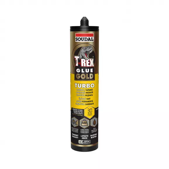 Лепило уплътнител хибрид-полимерно SOUDAL T-Rex Gold Turbo 290мл-бял